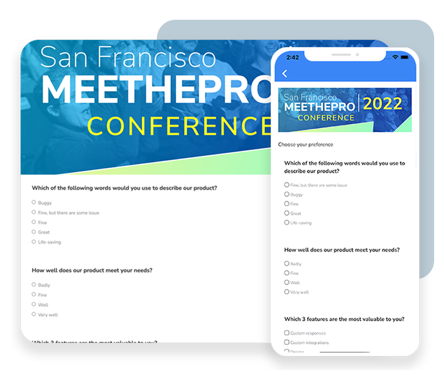 Live event surveys and polls in SharEvent