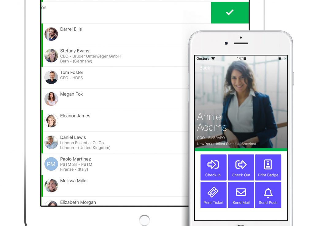 Event check-in through the sharevent.com with attendee list