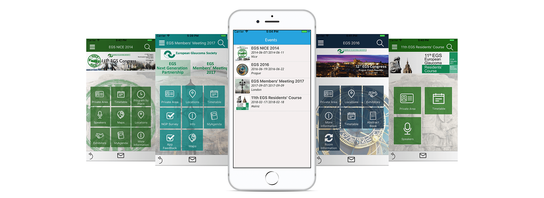 SharEvent multi-event app with a distinct visual identity for each event