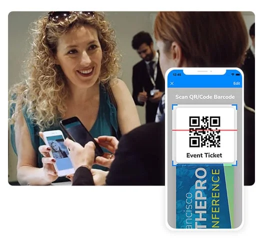 Accreditation at an in-person event with QR code check-in in the sharevent.com