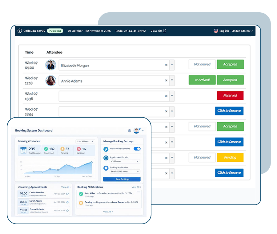 Event bookings and personalised schedules in SharEvent
