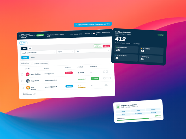 SharEvent dashboard for managing registrations and attendees