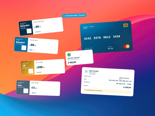 Online ticket sales and payment management in SharEvent