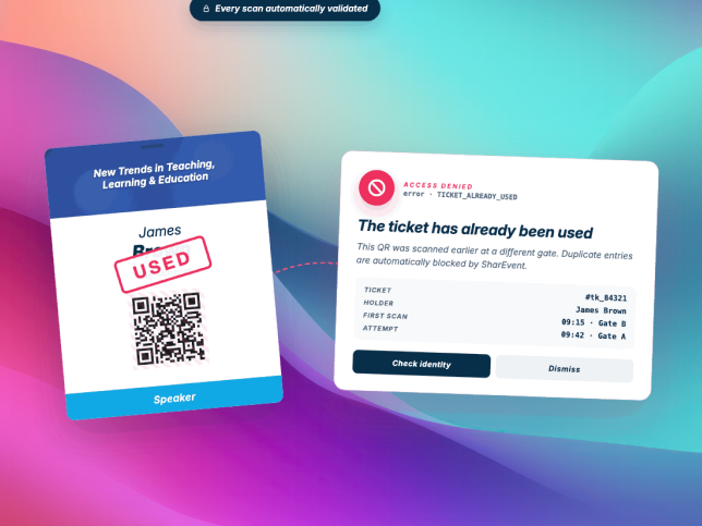 Automatic ticket validation in SharEvent to prevent reuse