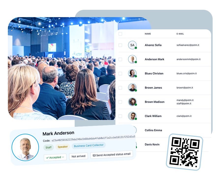 Managing event attendees with data, profiles and QR codes in SharEvent