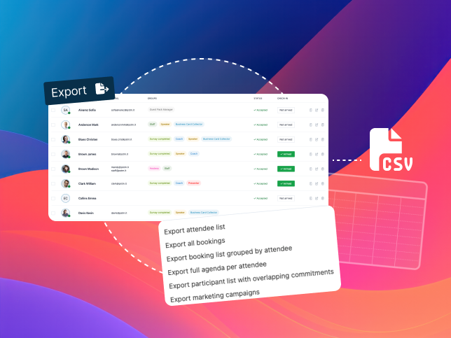 Exporting attendee data to CSV from SharEvent