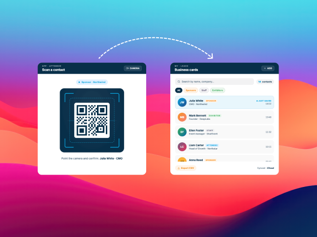 Collecting event contacts through QR codes in SharEvent