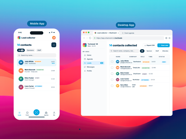 SharEvent Lead Collector on app and mobile site