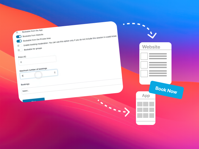 Managing and controlling bookings from the organiser side in SharEvent