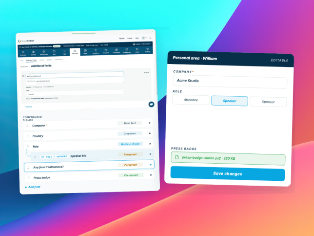 Anpassbares Anmeldeformular von SharEvent