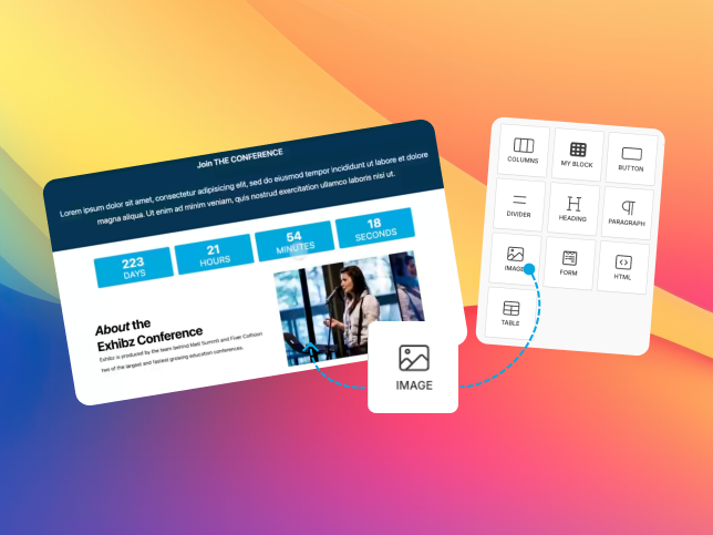 SharEvent drag-and-drop editor for an event website