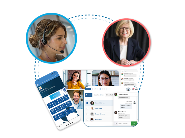 The platform on mobile and desktop, with video sessions and chat