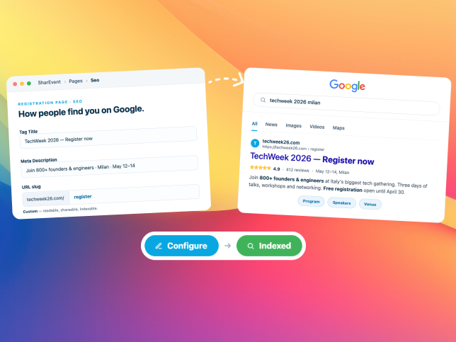 SharEvent event website optimised for Google search