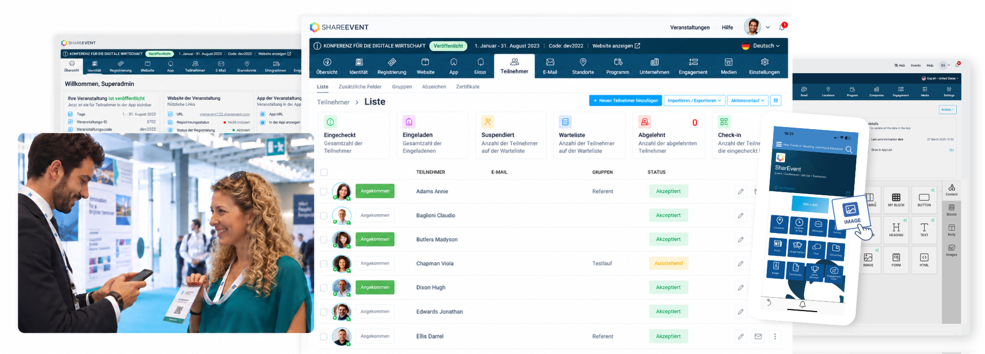 Eventmanagement-Software SharEvent: Teilnehmerliste, Check-in und Event-App